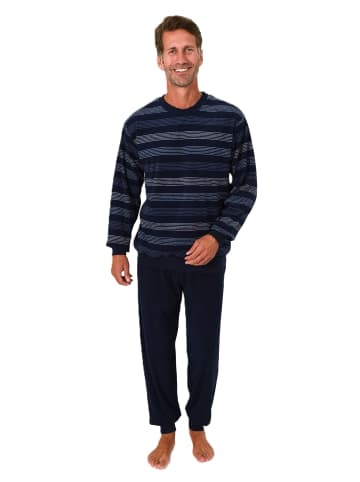 NORMANN Langarm Schlafanzug Frottee Bündchen - 86758 in navy
