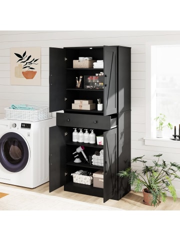 COSTWAY Küchenschrank 183 cm hoch in Schwarz