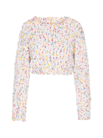 IZIA Damen Pullover in Weiss Mehrfarbig