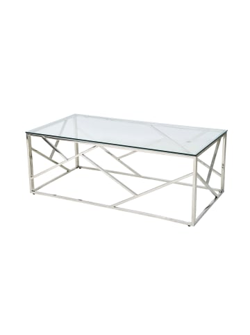 SalesFever Cochtisch 120x60 cm Glasplatte Klar und Metallgestell in Silber