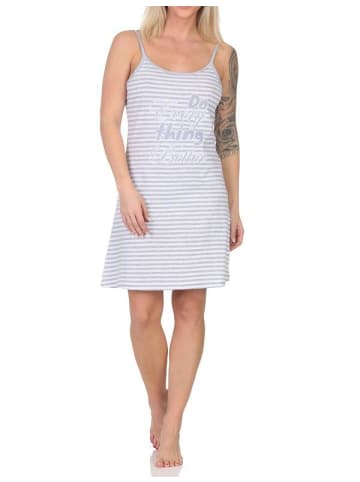 NORMANN Spaghetti Nachthemd Neglige Streifenoptik - 85904 in grau
