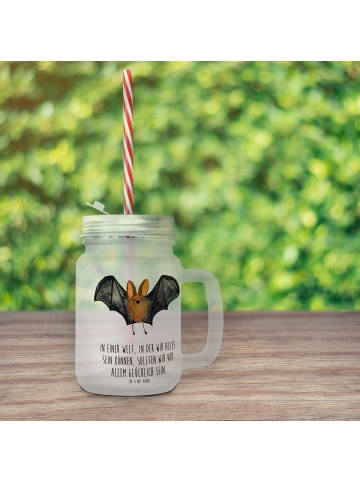 Mr. & Mrs. Panda Trinkglas Fledermaus Flügel mit Spruch in Transparent
