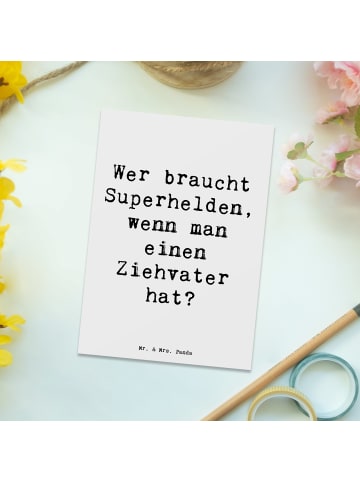 Mr. & Mrs. Panda Postkarte Ziehvater Held mit Spruch in Weiß