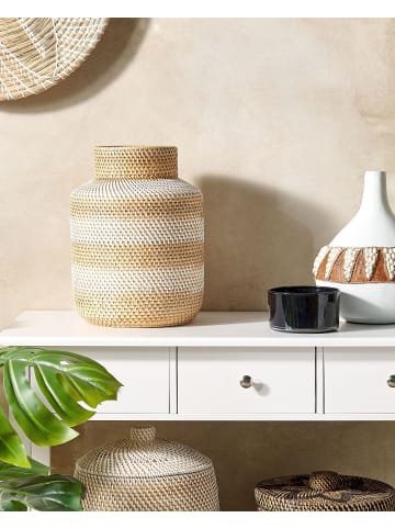 Beliani Dekovase RENUN in Weiß/Naturfarben/Beige - (W) 26 x (H) 36 x (L) 26 cm