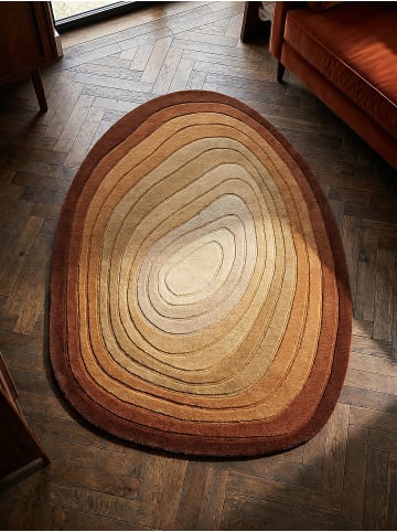 KADIMA DESIGN Teppich Wolle, Organische Form, Ombre Farbverlauf, Hoch-Tief in Terrakotta