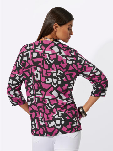 creation L Bluse in fuchsia-schwarz-bedruckt
