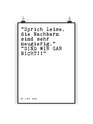 Mr. & Mrs. Panda Poster "Sprich leise, die Nachbarn... mit Spruch in Weiß