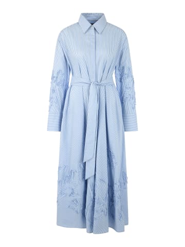 MARC CAIN COLLECTIONS Gestreiftes Midikleid mit Stickerei in Magical Blue