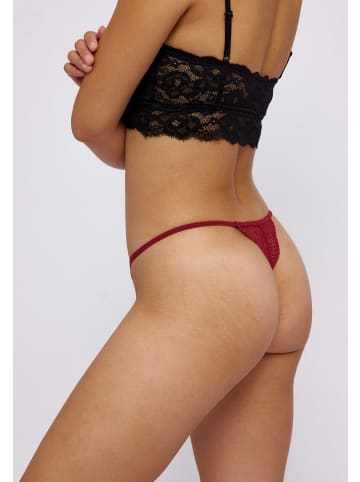 SNOCKS G-String aus Spitze 3 Stück in Dunkelrot