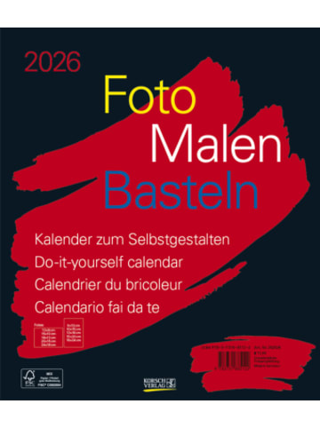 Korsch Kalender - Foto-Malen-Basteln Bastelkalender schwarz groß 2026
