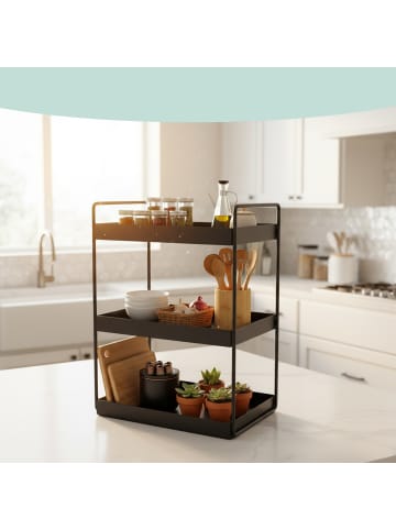 relaxdays Gewürzregal in Schwarz – (B)26 x (H)44 x (T)18 cm