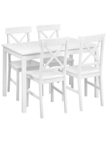 Beliani 5-tlg Esstisch Set BARLEE in Weiß