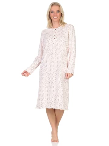 NORMANN Langarm Nachthemd klassische Design Knopfleiste am Hals - 87436 in creme