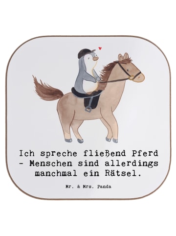 Mr. & Mrs. Panda Bierdeckel Reiten und Rätsel mit Spruch in Weiß