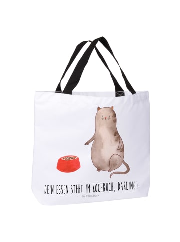 Mr. & Mrs. Panda Strandtasche Katze Fressen mit Spruch in Weiß