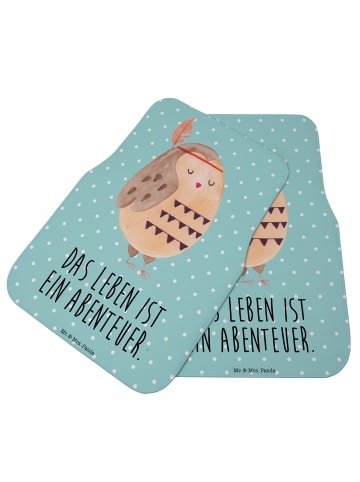 Mr. & Mrs. Panda Auto Fußmatte Eule Federschmuck mit Spruch in Türkis Pastell