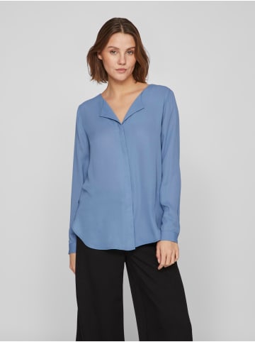 Vila Schlichte Langarm Business Bluse mit V-Ausschnitt VILUCY in Blau-3