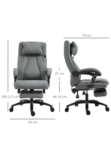 Vinsetto Massage-Bürostuhl-64B x 74T x 109-117H cm-Grau