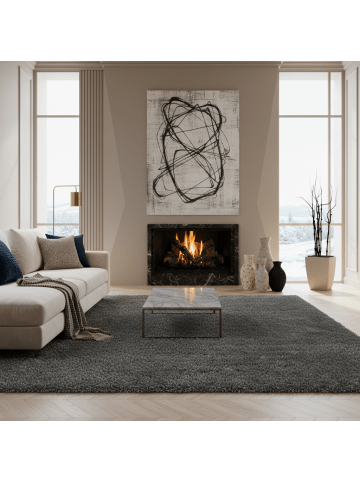 KADIMA DESIGN Teppich Hochflor Shaggy Waschbar Einfarbig SALZACH Strapazierfähig in Hellgrau