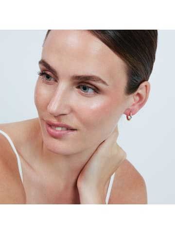 Luxenter earrings in metal alloy and blue crystal, finished in 18-K yellow gold - Lyse