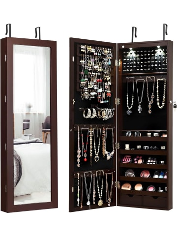 COSTWAY Schmuckschrank LED in Braun