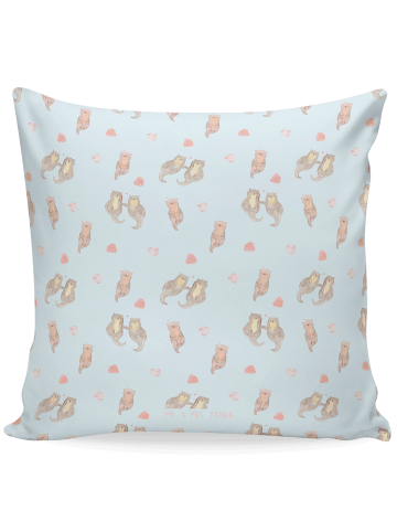 Mr. & Mrs. Panda wurfkissen Otter Hände halten ohne Spruch in Blau