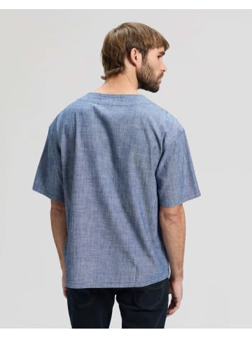 Lee Kurzarmhemd Baseball With Pkt in Light Wash Chambray