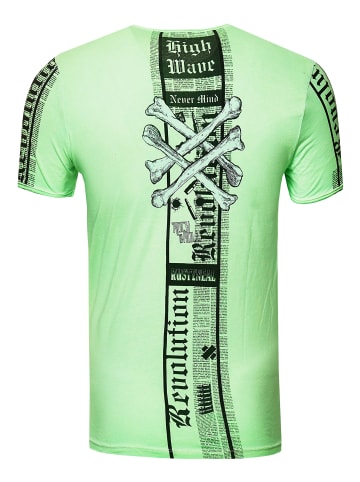 Rusty Neal Biker T-Shirt Front & Back Printed in Neon Grün