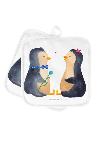 Mr. & Mrs. Panda Topfuntersetzer Pinguin Pärchen ohne Spruch in Weiß