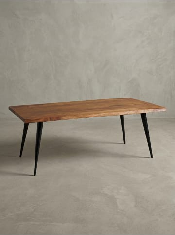 KADIMA DESIGN Couchtisch 110x60x40 cm Massivholz Sofatisch mit Baumkante