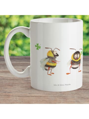 Mr. & Mrs. Panda Plastikbecher Hummeln Kleeblatt ohne Spruch in Weiß