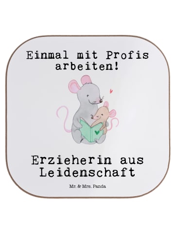 Mr. & Mrs. Panda Untersetzer Glas Erzieherin Leidenschaft mit Sp... in Weiß