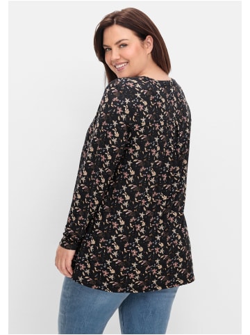 sheego Langarmshirt in schwarz gemustert