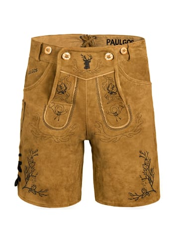 PAULGOS Lederhose Kurz Echtleder HK3 in Hellbraun