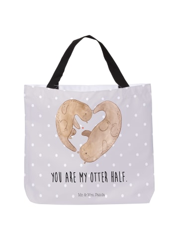 Mr. & Mrs. Panda Stofftasche Otter Herz mit Spruch in Grau Pastell