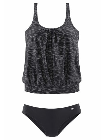 Kangaroos Oversize-Tankini in schwarz-bedruckt