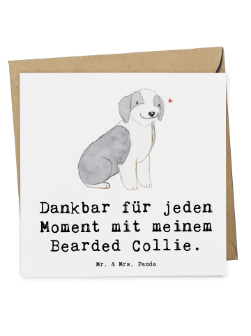 Mr. & Mrs. Panda Deluxe Karte Bearded Collie Moment mit Spruch in Weiß