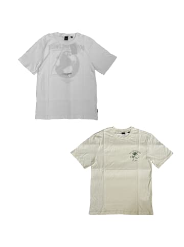 Only&Sons T-Shirt 2er-Set locker geschnitten Rundhals Kurzarm in Weiß-Beige