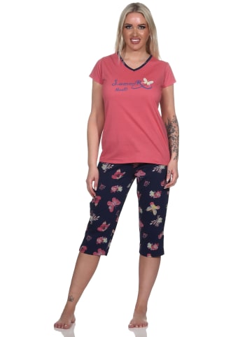NORMANN kurzarm Capri Schlafanzug Schmetterling - 78848 in rot