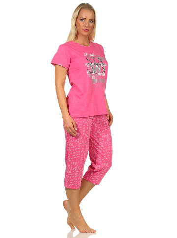 NORMANN kurzarm Capri Schlafanzug und langer Caprihose in pink