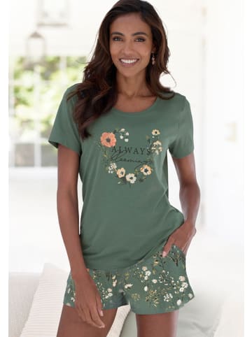 LASCANA Shorty in grün-gemustert