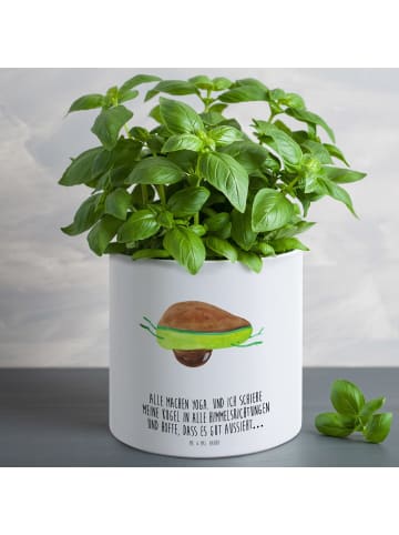 Mr. & Mrs. Panda XL Blumentopf Avocado Yoga mit Spruch in Weiß