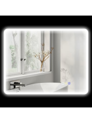 HOMCOM Badspiegel-90L x 70B x 3,5H cm-Silber