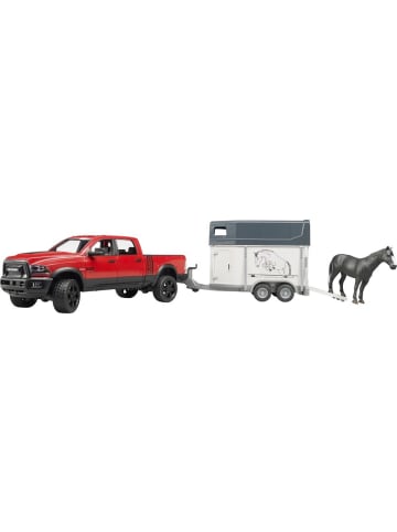 bruder Spielzeugauto 02501 RAM 2500 Power Wagon mit Pferdeanhänger und 1 Pferd - 3-8 J