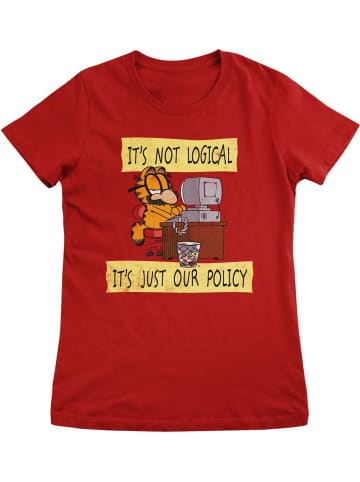 Garfield Shirt "It's Not Logical It's Just Our Policy Girly Tee" in Rot