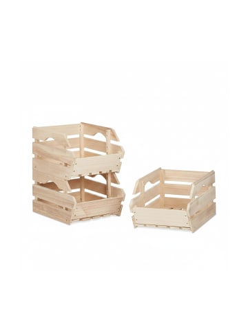 relaxdays Stappelkisten in Natur - (B)27,5 x (H)20 x (T)38 cm