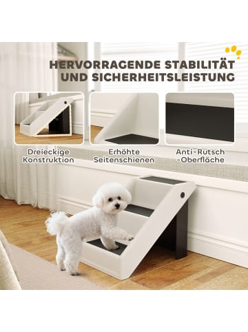 Pawhut Hundetreppe Cremeweiß 53L x 30,5B x 36,5H cm