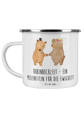 Mr. & Mrs. Panda becher emaille 40. Hochzeitstag Rubinhochzeit m... in Weiß