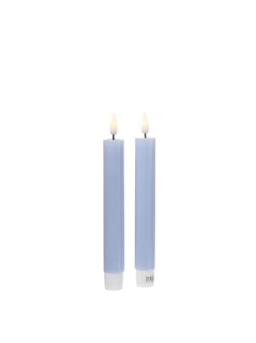 Deluxe Homeart 2x LED Stabkerzen Mia Tafelkerzen Echtwachs H: 15cm in hellblau