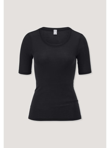 Hessnatur Hessnatur T-Shirt PURE FUNCTION aus Bio-Merinowolle mit Seide in schwarz